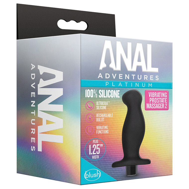 Anal Adventures Platinum Silicone Vibrating Prostate Massager 02   -  Black