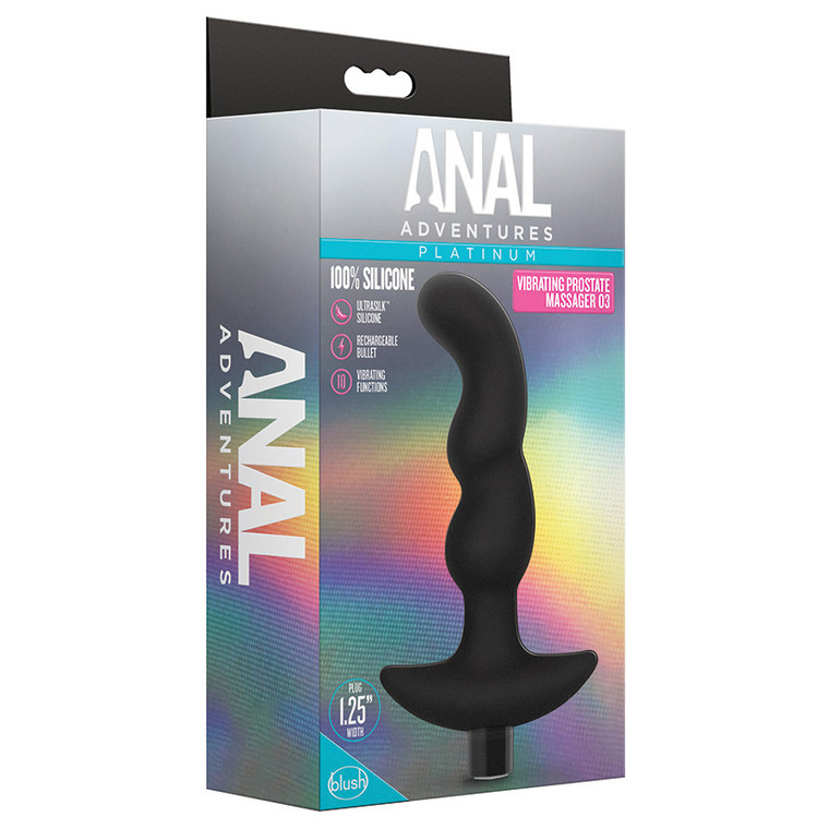 Anal Adventures Platinum Silicone Vibrating Prostate Massager 03 - Black