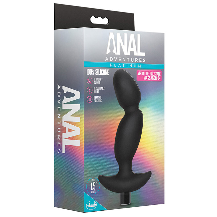 Anal Adventures Platinum Silicone Vibrating Prostate Massager 04   -  Black