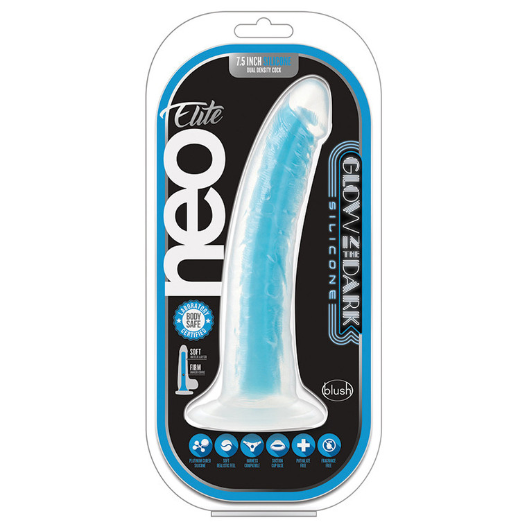 Neo Elite Glow in the Dark Silicone Dual Density  -  Blue 7.5"