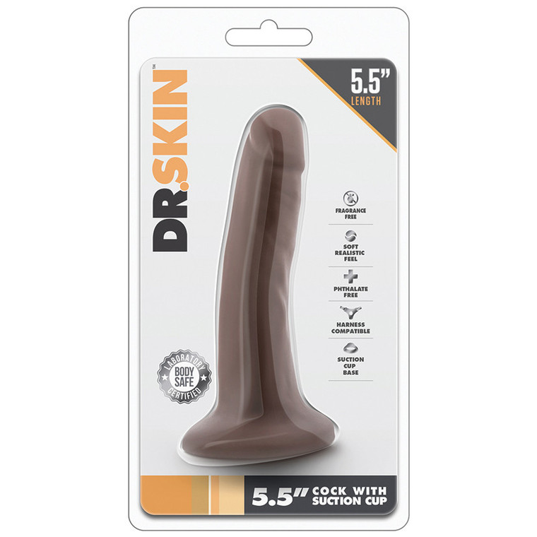 Dr. Skin Cock With Suction Cup  -  Chocolate 5.5"