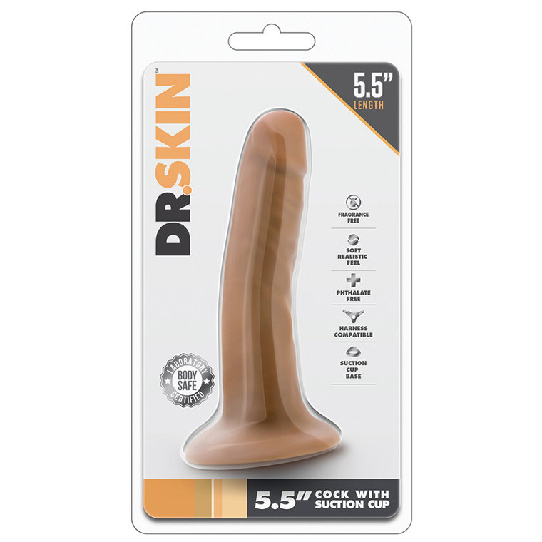 Dr. Skin Cock With Suction Cup  -  Mocha 5.5"