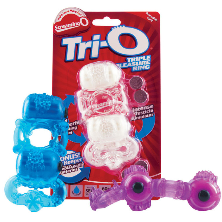 Screaming O Tri-O Triple Pleasure Ring-Clear