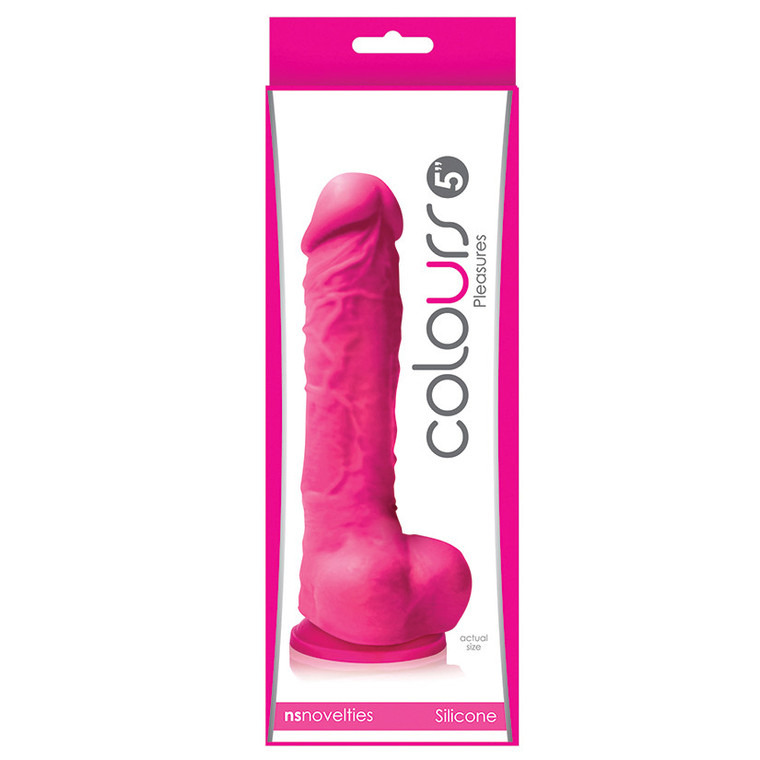Colours Pleasures Dong With Suction Cup-Pink 5"