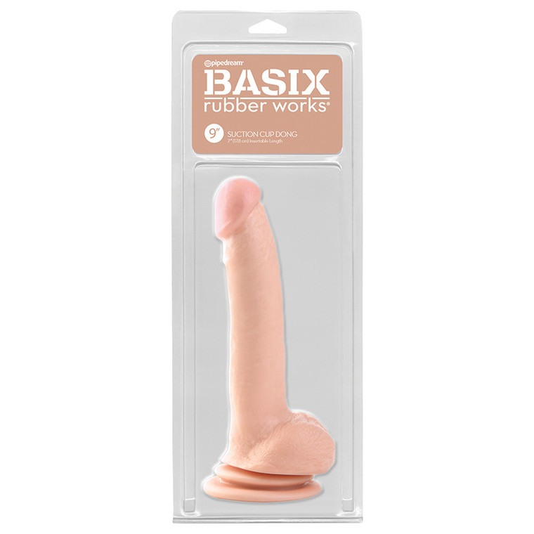 Basix Rubber Works Dong with Suction Cup-Light 9"