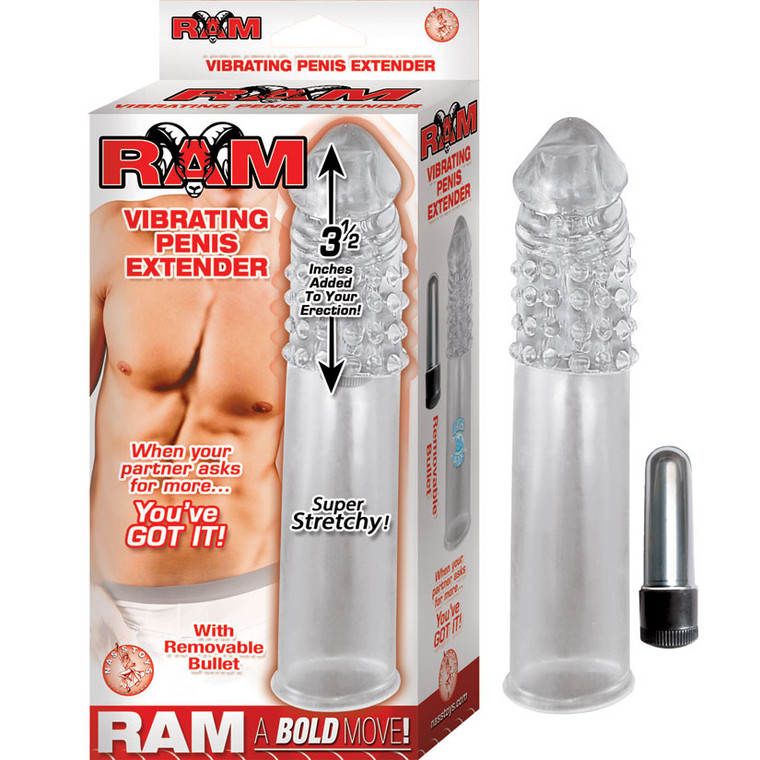 Ram Vibrating Penis Extender-Clear