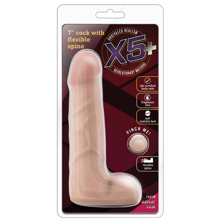 X5 Plus Cock With Flexible Spine-Beige 7"