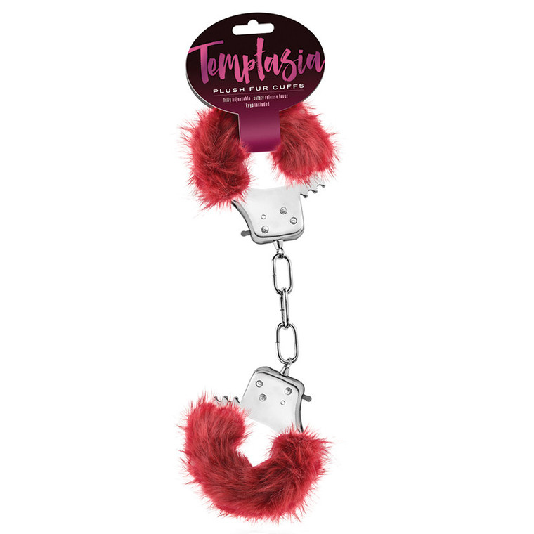 Temptasia Plush Fur Cuffs-Burgundy