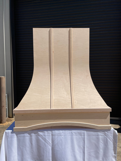 Curved Wood Range Hood with Arched Apron | Unfinished Kitchen Hood Cover