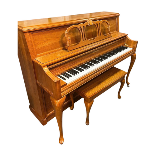 Baldwin 45" Queen Anne Oak Console Upright Piano Gilliam Music Norman OKC Baldwin 45" Queen Anne Oak Console Upright Piano Gilliam Music Norman OKC