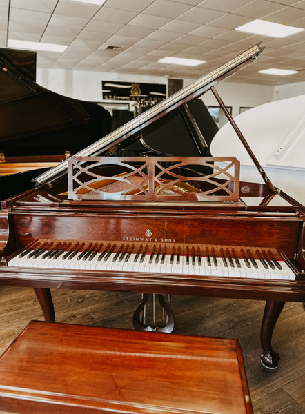 Steinway Model M, Steinway M, Steinway Model M grand piano, Steinway M grand piano, pre-owned Steinway Model M, used Steinway Model M piano, Steinway 5'7" grand piano, Steinway 5 foot 7 grand piano, Steinway Model M Chippendale, Steinway Chippendale grand piano, Steinway carved leg grand piano, Steinway decorative leg piano, Steinway traditional cabinet grand piano, Steinway wood finish grand piano, Steinway player piano, Steinway PianoDisc player piano, Steinway Model M PianoDisc, Steinway grand piano with iPad control, Steinway self-playing piano, Steinway modernized player piano, Steinway acoustic player grand, luxury grand piano for home, high-end grand piano for sale, professional grand piano, heirloom grand piano, Steinway grand piano Oklahoma, Steinway piano Edmond OK, Edmond Music Steinway piano