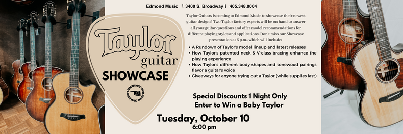 Taylor Guitar Showcase Event at Edmond Music October 10th!