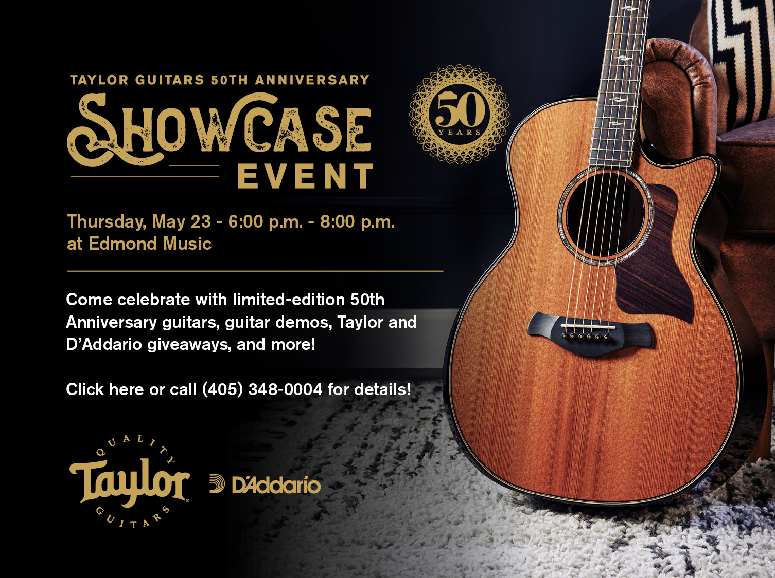 Edmond Music Taylor Guitar 50th Anniversary Showcase Event May 23rd 2024