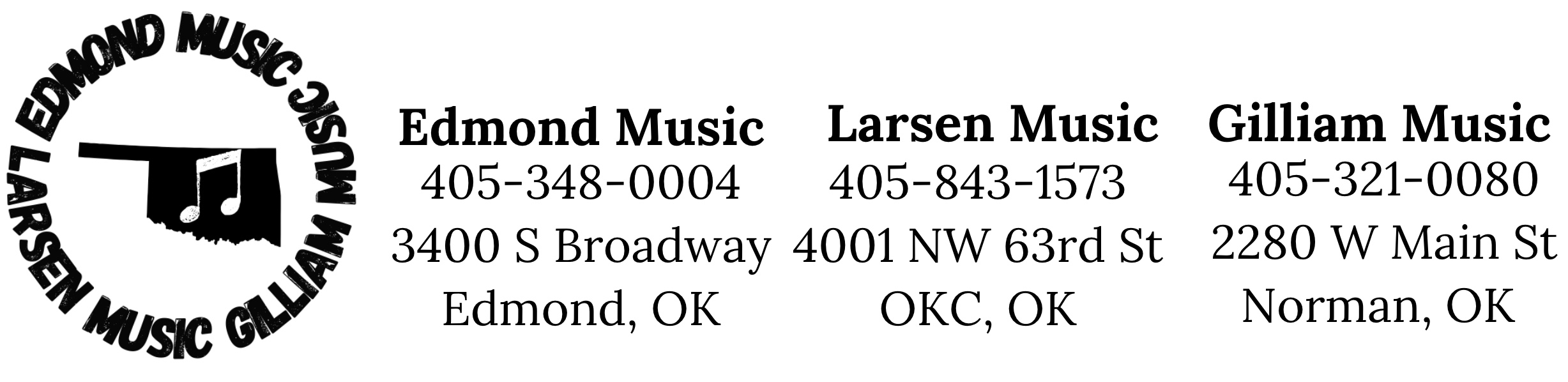Edmond Music. Gilliam Music. Larsen Music.