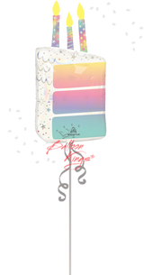 Large pearlized ombre cake slice foil balloon with candles for North New Jersey birthday delivery