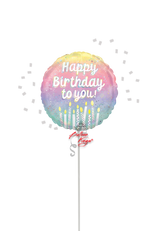 Happy Birthday To You pearlized pastel round foil balloon with candles for North New Jersey delivery