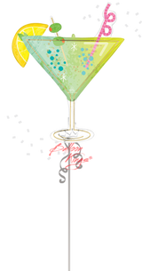 Large Cocktail Surprise 36 inch martini glass shape foil balloon NYC delivery