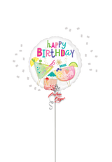 Happy Birthday Cocktail Surprise 18 inch round cocktail birthday balloon Dallas TX delivery