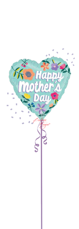 happy mothers day small threaded love 18 inch heart balloon North NJ delivery.