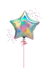 Iridescent pastel rainbow star foil balloon