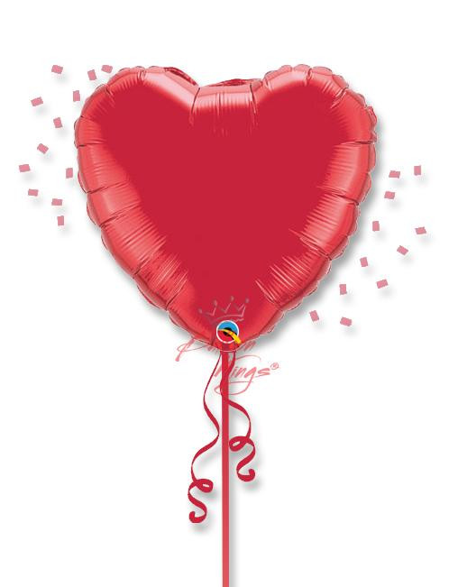 Helium-filled red heart balloon delivery DFW