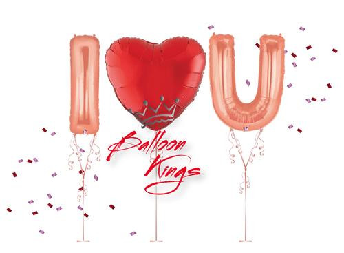 Rose gold foil letter balloons I love you display