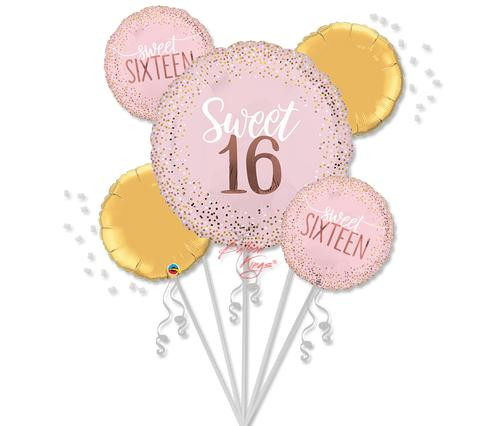 Sixteen 3D Blush Foil Balloon Bouquet