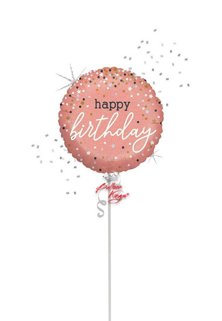 Rose gold holographic confetti Happy Birthday balloon DFW