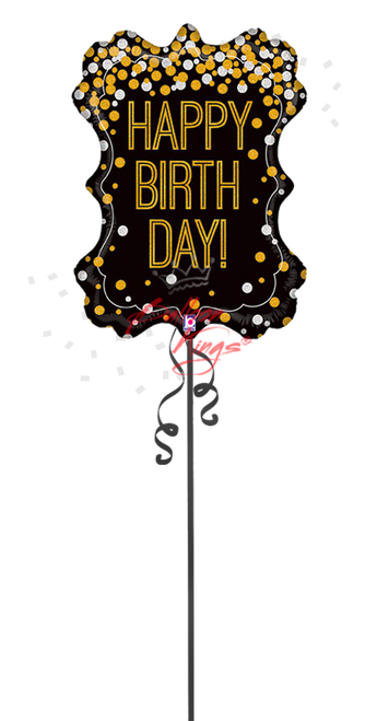 HB Metallic Frame black and gold birthday balloon for Dallas celebrations
