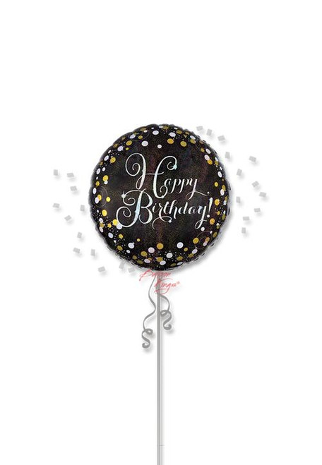 Gold silver accent Happy Birthday balloon delivery DFW
