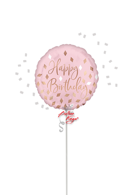 18 inch blush pink Happy Birthday balloon for Dallas birthday celebrations