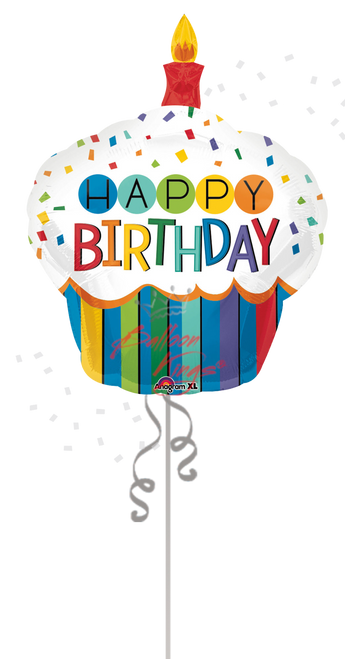 Large rainbow cupcake birthday balloon for Dallas celebrations