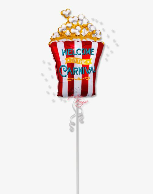 Carnival themed Popcorn foil balloon for Dallas Delivery