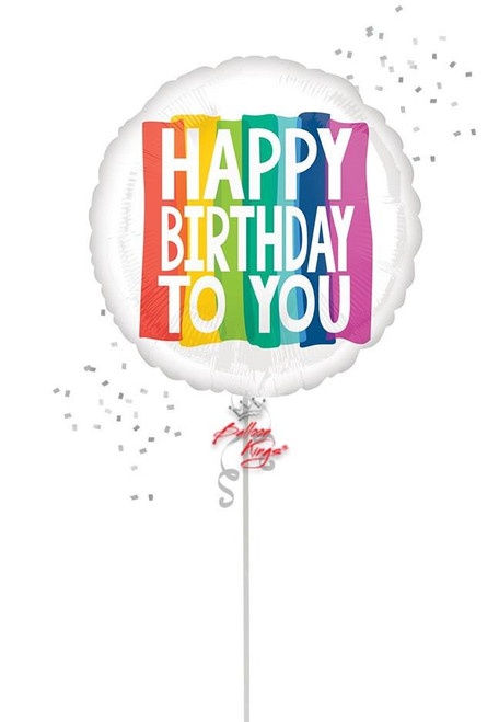 Happy Birthday rainbow graphic foil balloon décor Dallas