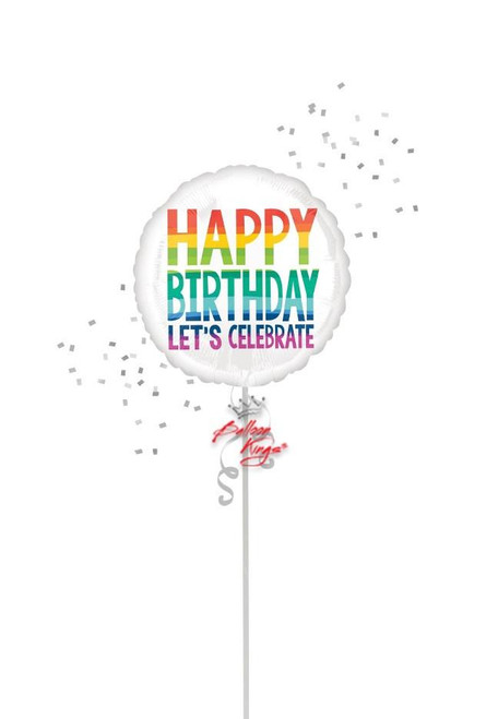 Happy Birthday Let’s Celebrate foil balloon décor Dallas