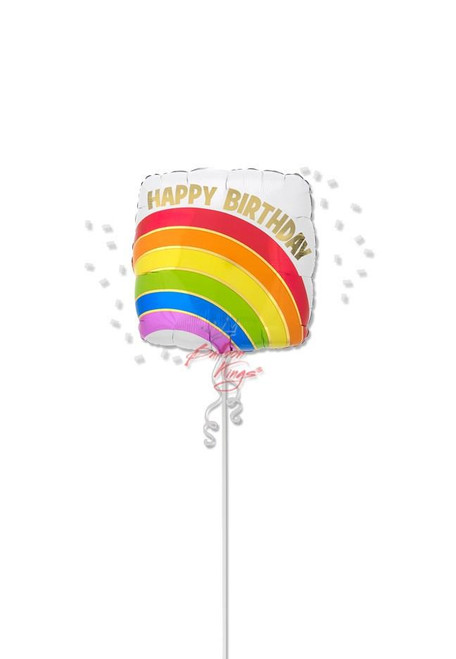 Rainbow gold Happy Birthday balloon delivery DFW