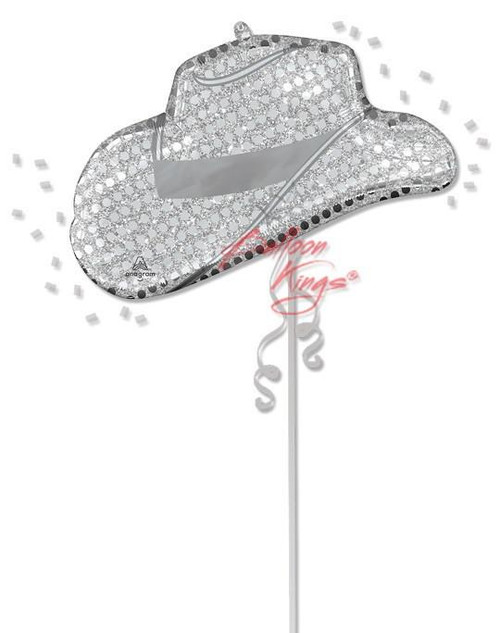 Silver glitter cowboy hat balloon delivery DFW