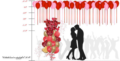 Bundle Package 75 Free Float Balloons + Romantic Lover Bouquet in Dallas