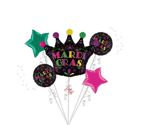 Helium-filled Mardi Gras balloon bouquet Dallas