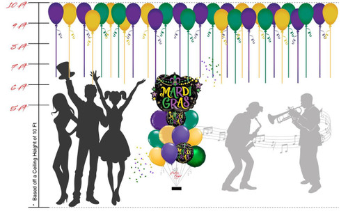 Mardi Gras themed balloon package balloon delivery Dallas