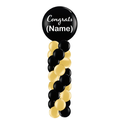 personalized graduation balloon column custom name NYC 36 inch topper