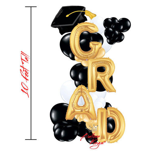 organic graduation balloon column GRAD letters Dallas