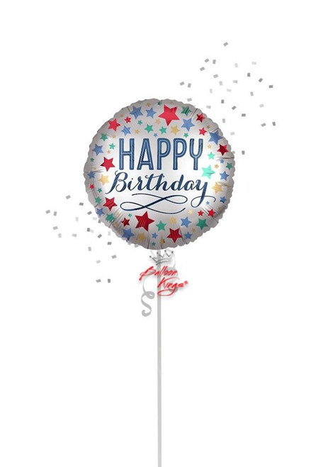 Helium-filled silver birthday balloon Dallas