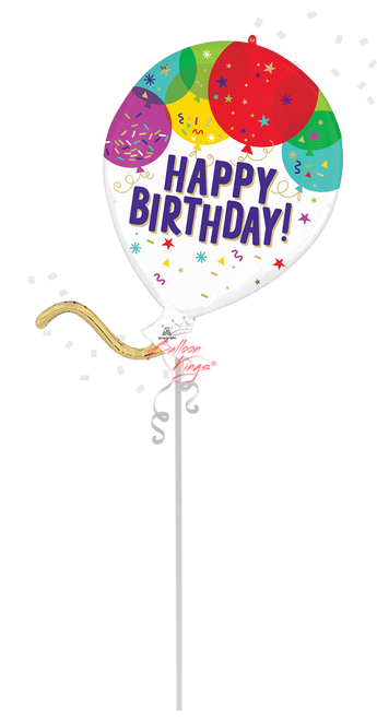 Large Happy Birthday balloon with colorful balloon graphics for NYC celebrations