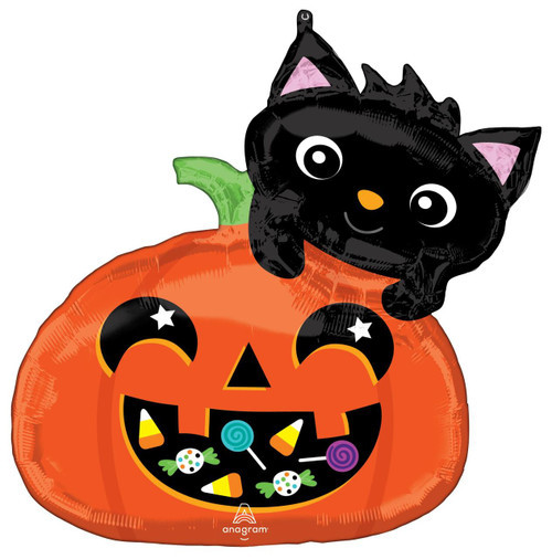 Anagram International Inc Cat & Candy Pumpkin 