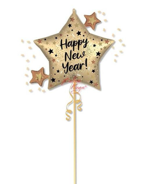Anagram International Inc Happy New Year Sparkle Star Satin -HOU 
