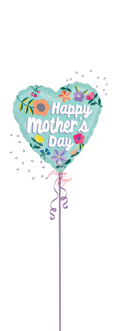 happy mothers day small threaded love 18 inch heart balloon NYC delivery
