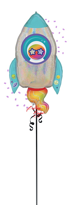 Anagram International Inc Iridescent Outer Space Holo Rocket - NJ