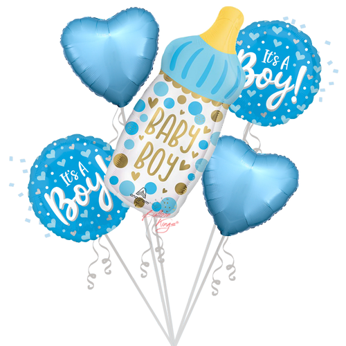 Baby Boy Bottle & Hearts Bouquet