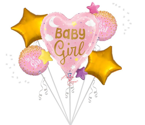 Betallic LLC Its A Girl Glittering Hearts Stars Bouquet - NJ 